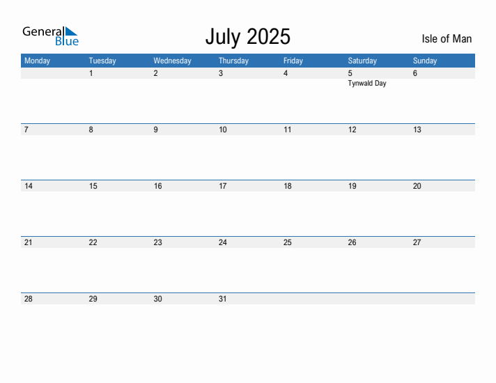 Fillable July 2025 Calendar