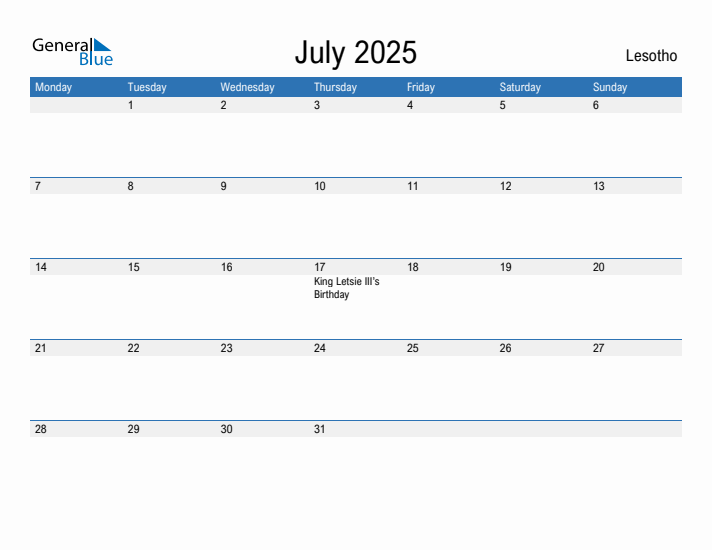 Fillable July 2025 Calendar