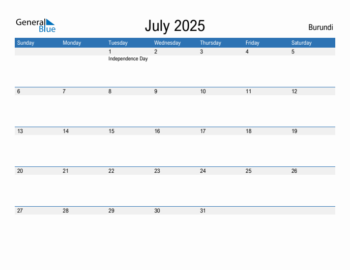 Fillable July 2025 Calendar