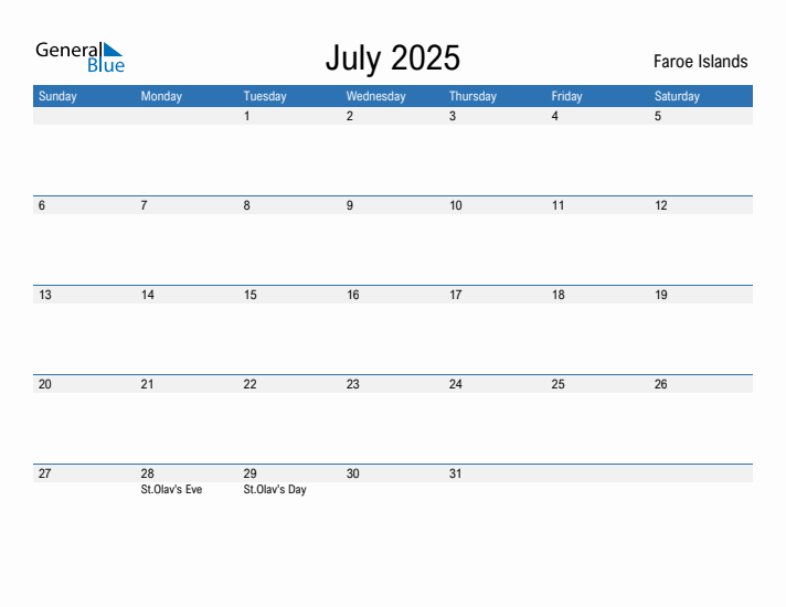 Fillable July 2025 Calendar