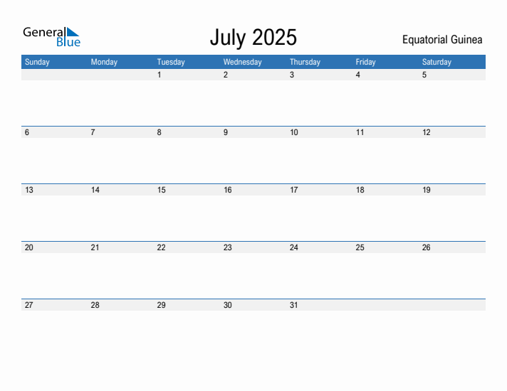 Fillable July 2025 Calendar