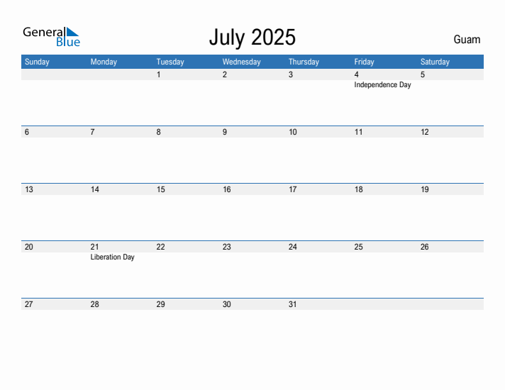 Fillable July 2025 Calendar