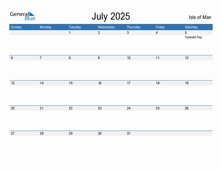 Fillable July 2025 Calendar