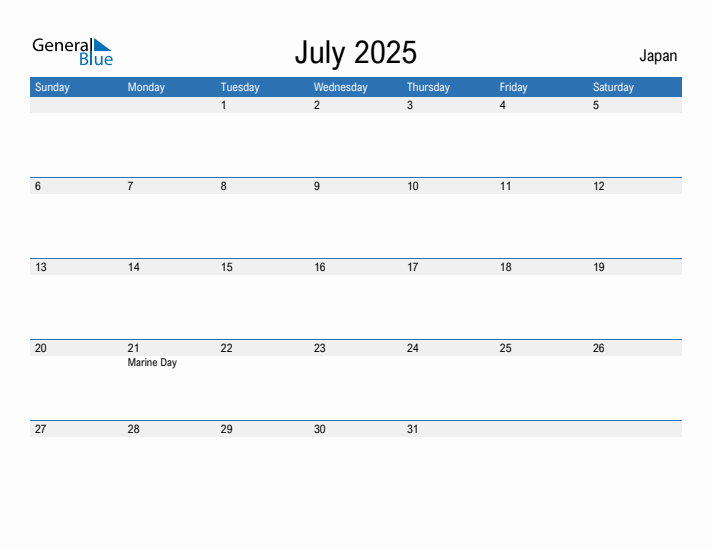 Fillable July 2025 Calendar