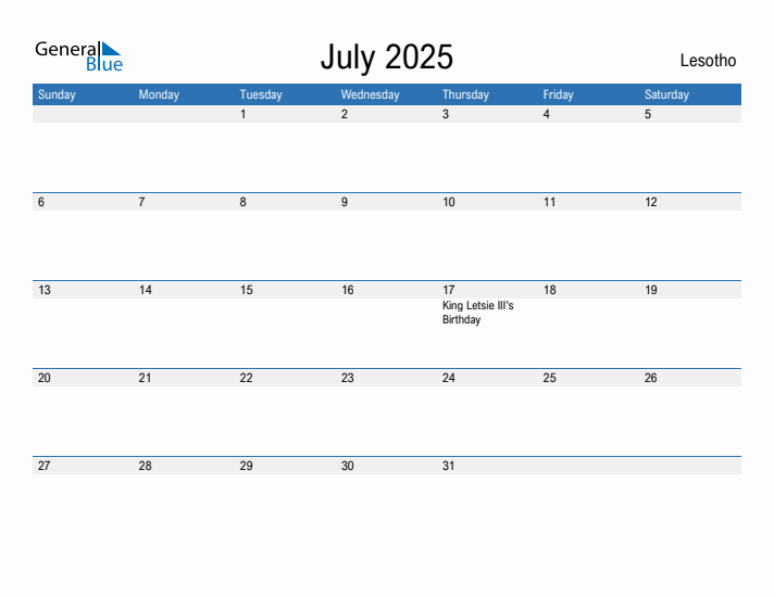 Fillable July 2025 Calendar