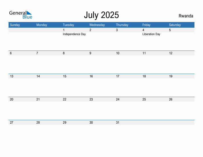 Fillable July 2025 Calendar