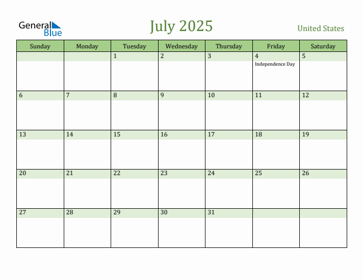 July 2025 Calendar with United States Holidays