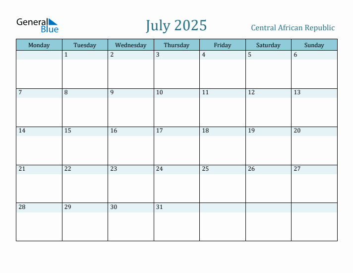 July 2025 Calendar with Holidays