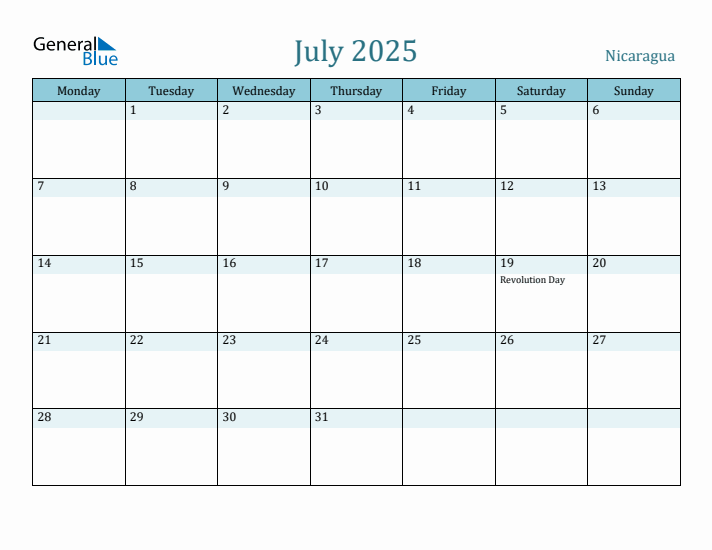 July 2025 Calendar with Holidays