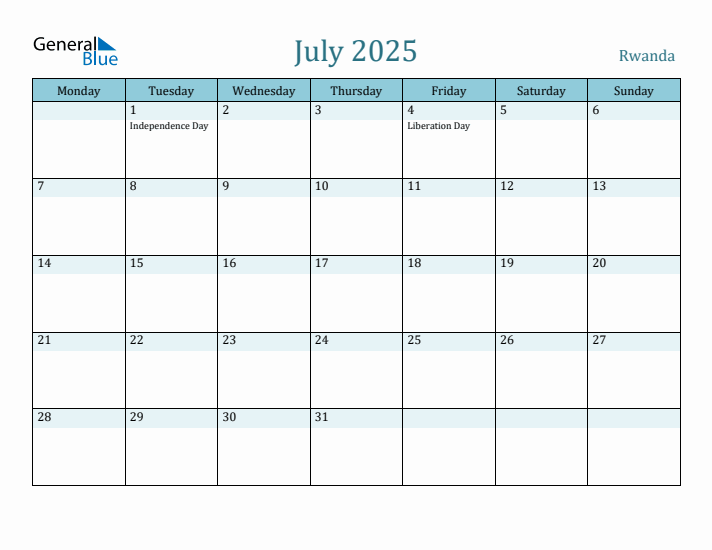 July 2025 Calendar with Holidays