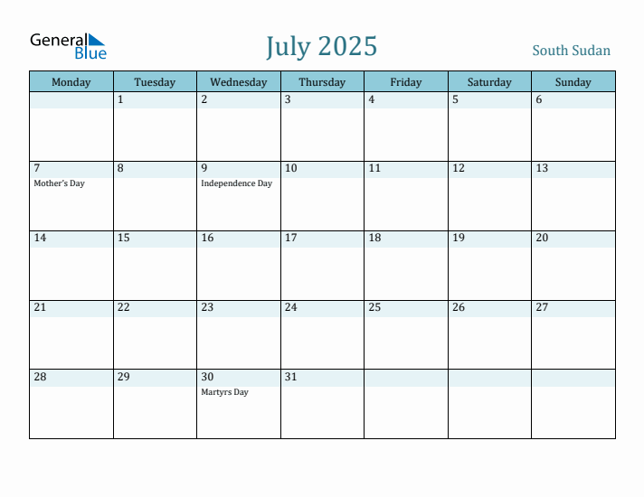 July 2025 Calendar with Holidays