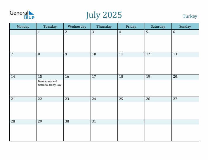 July 2025 Calendar with Holidays