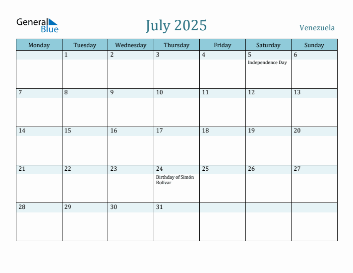 July 2025 Calendar with Holidays