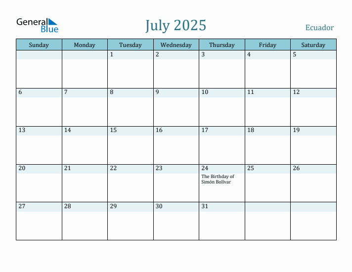 July 2025 Calendar with Holidays