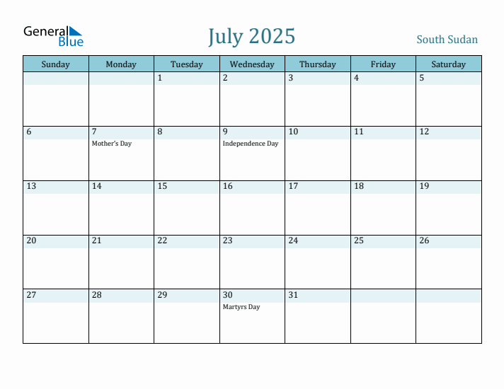 July 2025 Calendar with Holidays