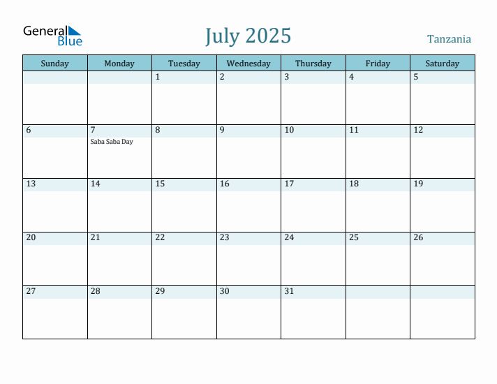 July 2025 Calendar with Holidays