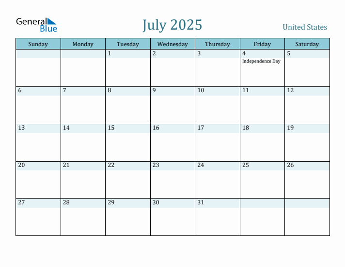 July 2025 Calendar with Holidays