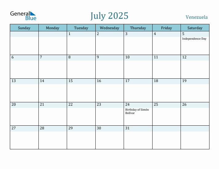 July 2025 Calendar with Holidays