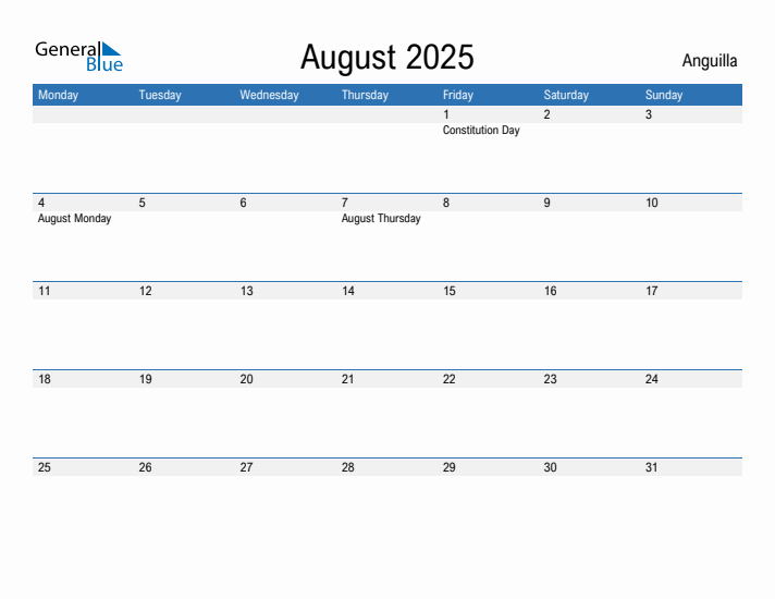 Fillable August 2025 Calendar