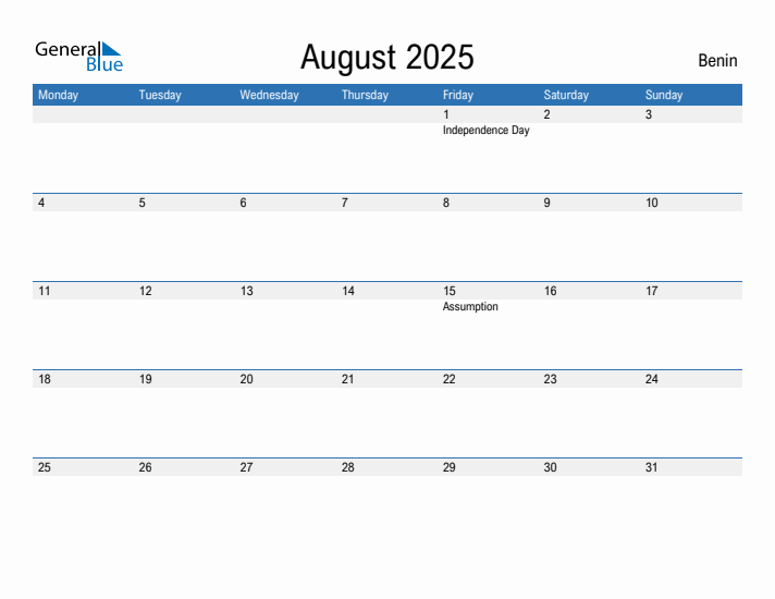 Fillable August 2025 Calendar