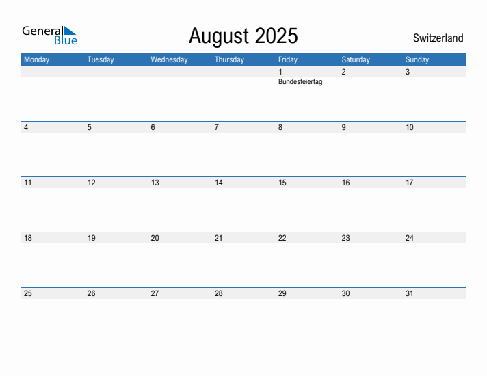 Fillable August 2025 Calendar