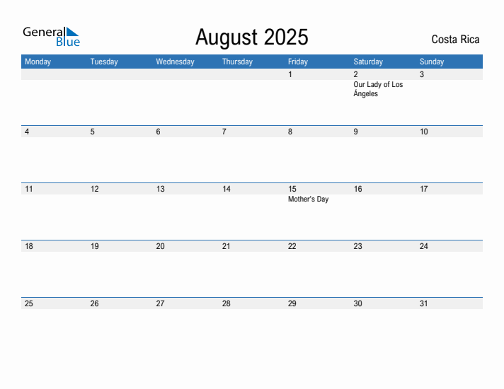 Fillable August 2025 Calendar