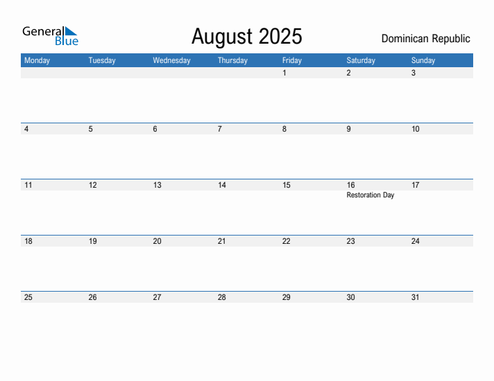 Fillable August 2025 Calendar