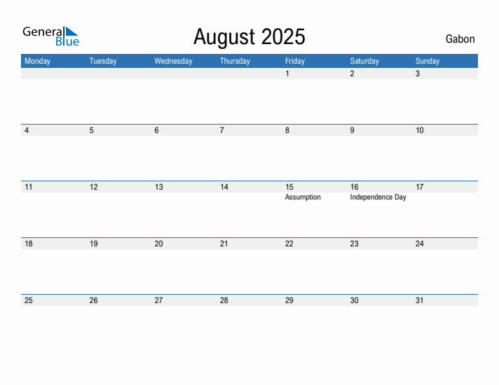 Fillable August 2025 Calendar