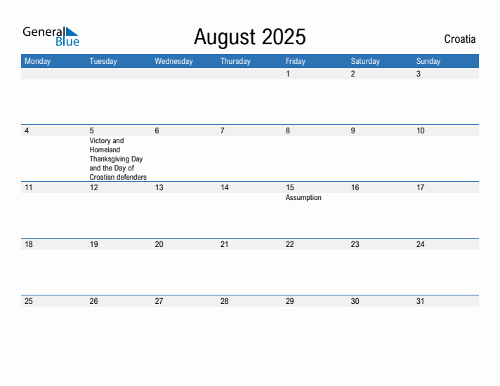 Fillable August 2025 Calendar