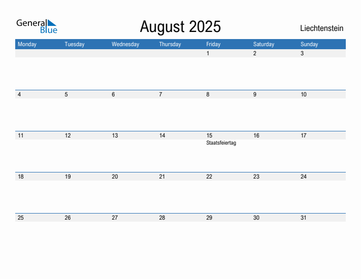 Fillable August 2025 Calendar