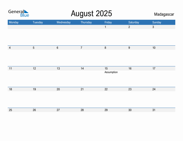 Fillable August 2025 Calendar