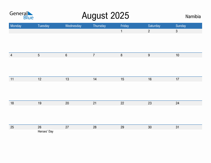 Fillable August 2025 Calendar