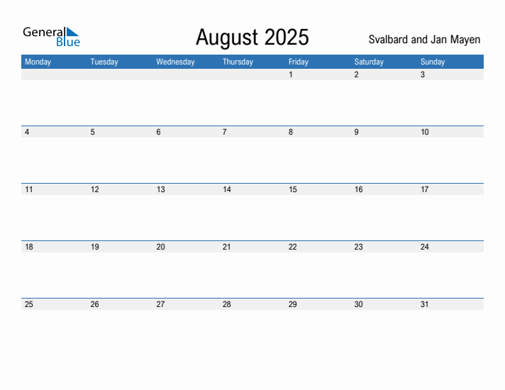 Fillable August 2025 Calendar