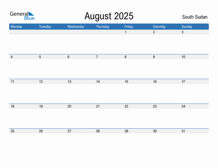 Fillable August 2025 Calendar