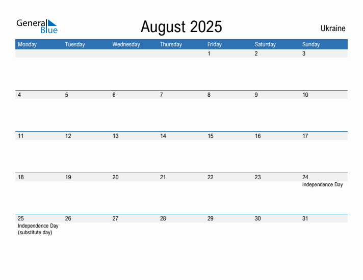 Fillable August 2025 Calendar