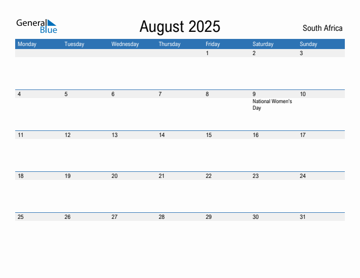 Fillable August 2025 Calendar