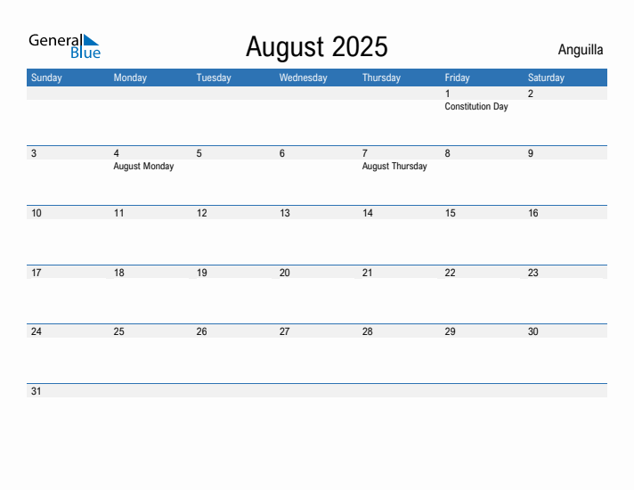 Fillable August 2025 Calendar