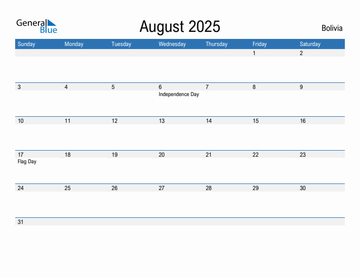 Fillable August 2025 Calendar