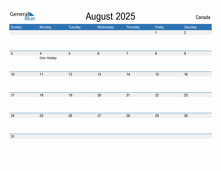 Fillable August 2025 Calendar