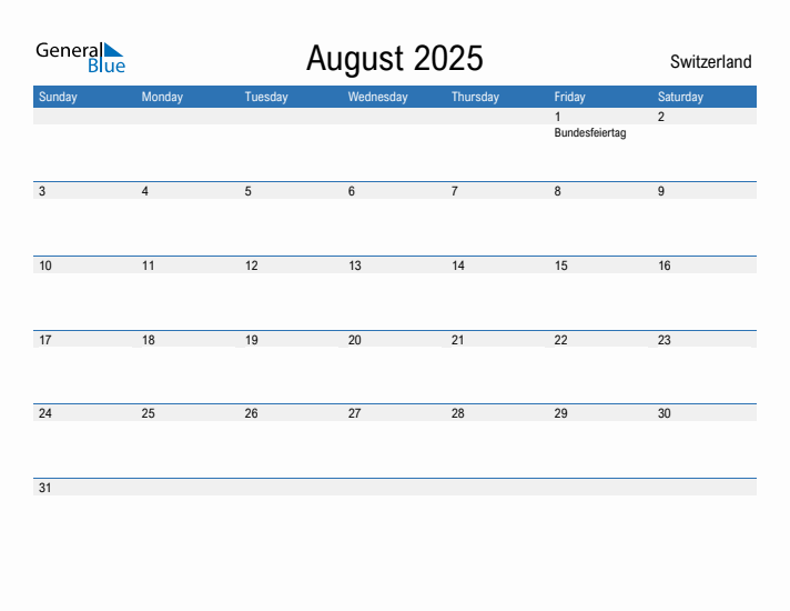 Fillable August 2025 Calendar