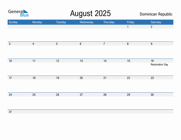 Fillable August 2025 Calendar