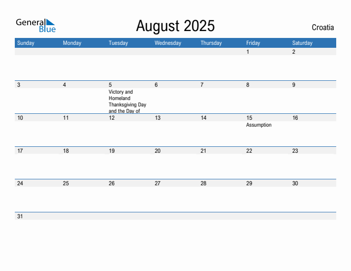 Fillable August 2025 Calendar