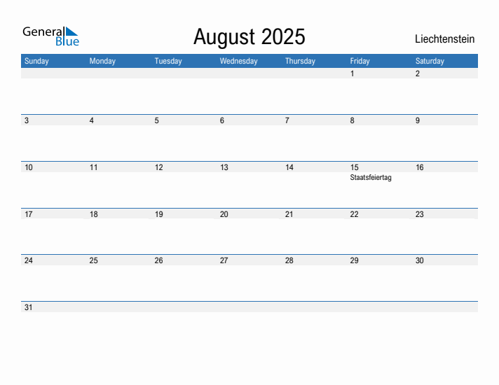 Fillable August 2025 Calendar