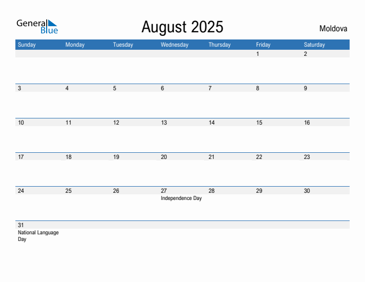 Fillable August 2025 Calendar