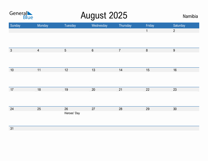 Fillable August 2025 Calendar