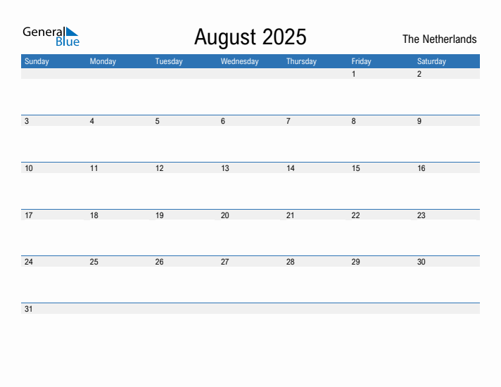 Fillable August 2025 Calendar