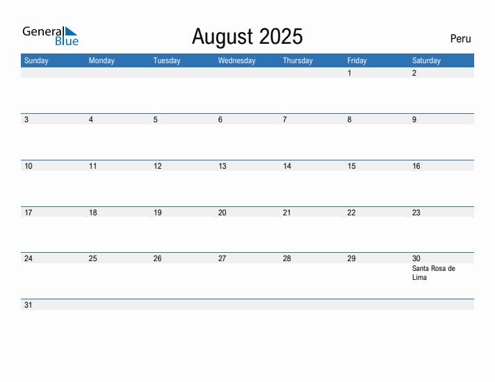 Fillable August 2025 Calendar