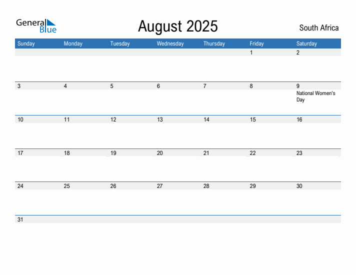 Fillable August 2025 Calendar