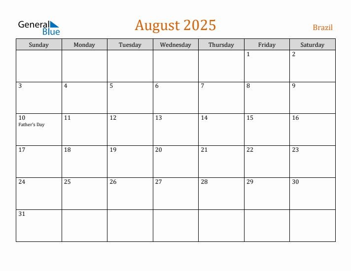 August 2025 Holiday Calendar with Sunday Start