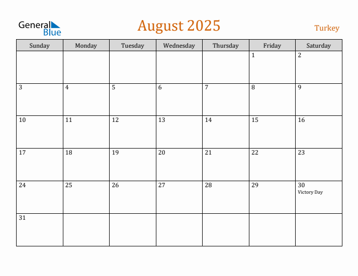 August 2025 Holiday Calendar with Sunday Start